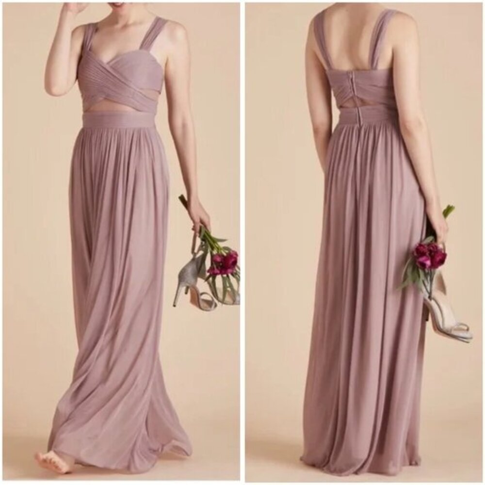 Birdy Grey Elsye Mesh Bridesmaid Dress in Mauve with Pockets Size M